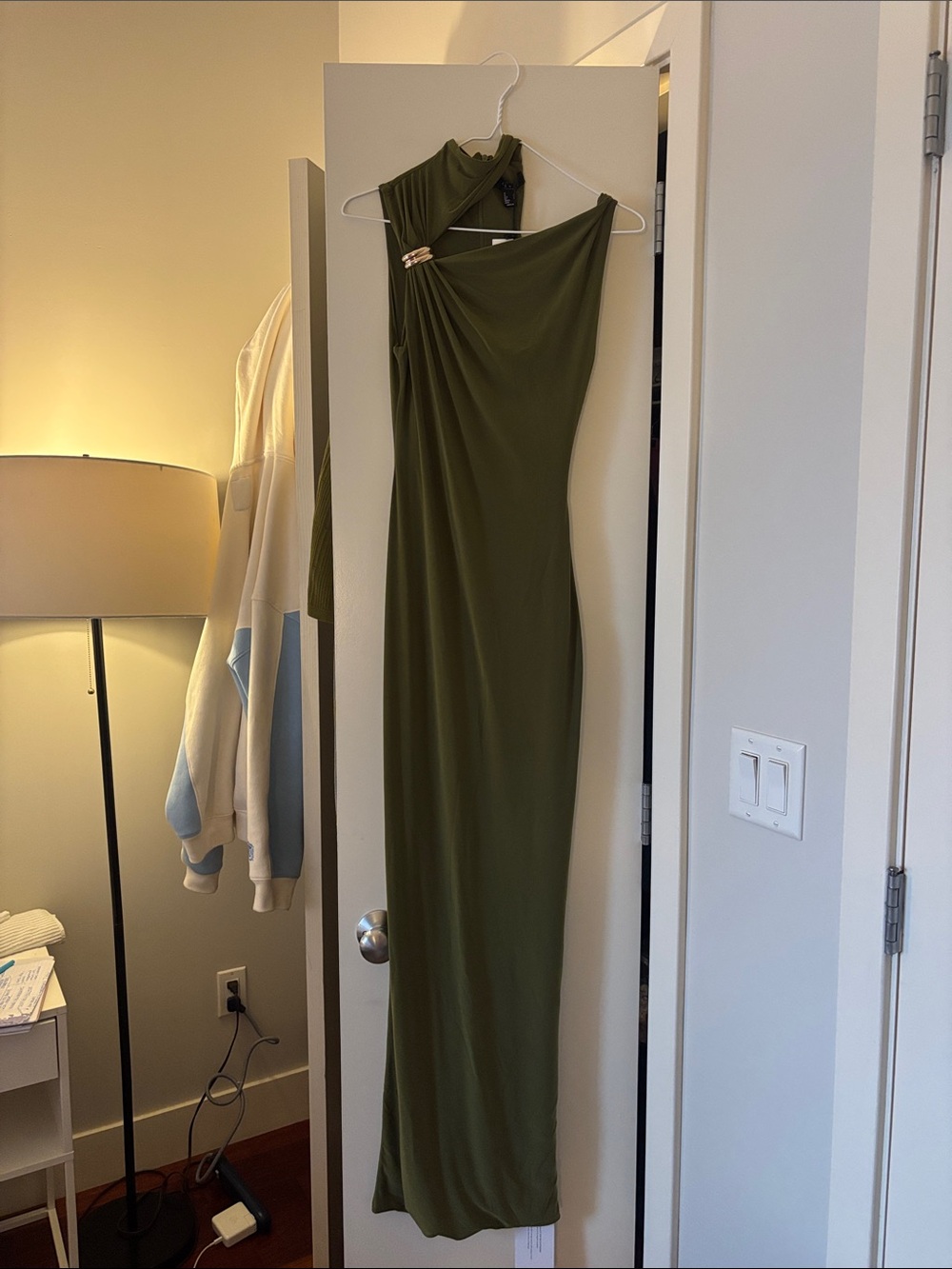 Club L London Cyrilla High Neck Midi Dress with Gold Detail